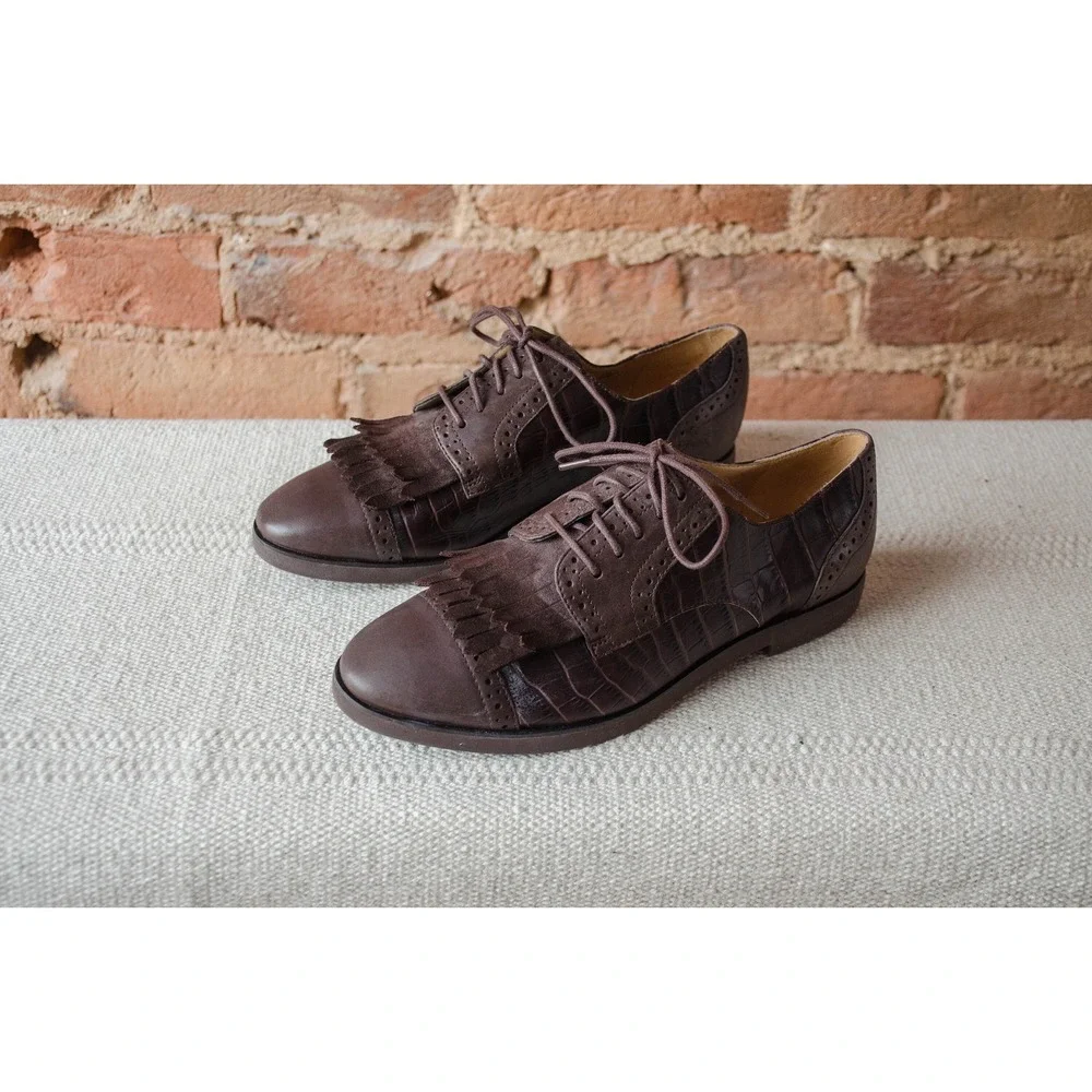 Enzo Angiolini vtg‎ brown leather lace up oxford shoes size 6.5